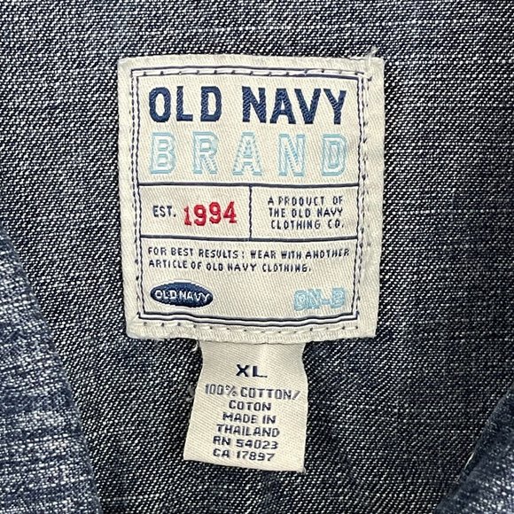 OLD NAVY Women Size XL 100% Cotton Dark Wash Blue Trucker Jacket Button Down - Picture 5 of 8